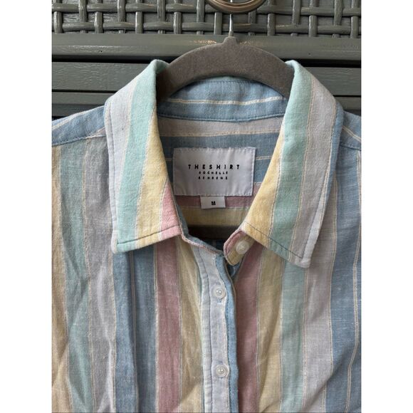 NWOT The Shirt by Rochelle Behrens boyfriend linen blend shirt Med $178 A51 - Picture 3 of 8